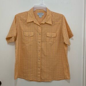 Orange with pink and aqua Wrangler Blues, Cotto, snap up, shirt Women’s XXL